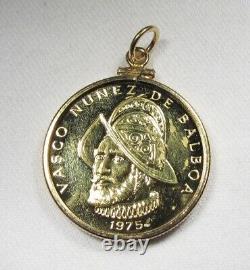 Vintage 1975 Panama $100 Balboa. 900 Fine Gold Coin Bezel Pendant C3229