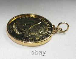 Vintage 1975 Panama $100 Balboa. 900 Fine Gold Coin Bezel Pendant C3229