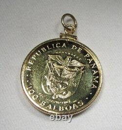 Vintage 1975 Panama $100 Balboa. 900 Fine Gold Coin Bezel Pendant C3229