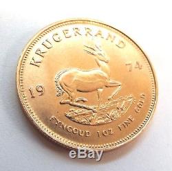 Vintage 1oz FINE GOLD Fyngoud South Africa KRUGERRAND Coin Dated 1974 G12