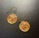 Vintage 22k One Dollar Standing Liberty Head Coin Design Earrings Solid Gold