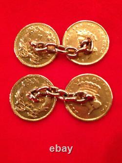Vintage 22k Gold US One-Dollar Coin cuff links (1854 1856 &)