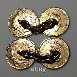 Vintage 22k Gold US One-Dollar Coin cuff links (1854 1856 &)