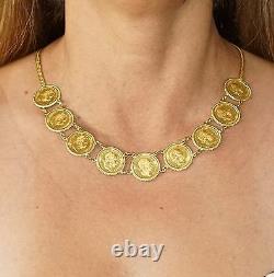 Vintage 24K & 14Gold 9 Coin Necklace FRANK AVSTRIAE IMPERATOR