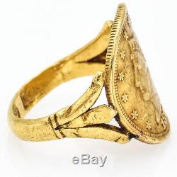 Vintage 24k Yellow Gold 1878 Us Liberty Face 2.5 Dollar Coin Ring 6.7 Grams