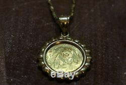 Vintage 24k yellow gold panda coin pendant necklace with 18K YG chain (6.258g)