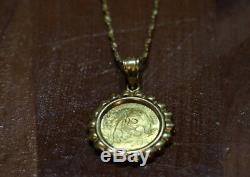 Vintage 24k yellow gold panda coin pendant necklace with 18K YG chain (6.258g)