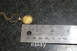 Vintage 24k yellow gold panda coin pendant necklace with 18K YG chain (6.258g)