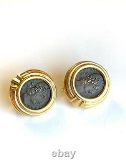 Vintage Bvlgari 18K Yellow Gold Ancient Coin Monete Earrings