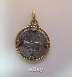 Vintage Chanel 14K Yellow Gold Charm / Pendant With Ancient Silver Coin