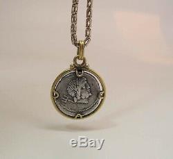 Vintage Chanel 14K Yellow Gold Charm / Pendant With Ancient Silver Coin