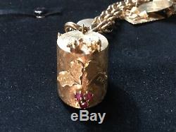 Vintage Charm Bracelet 14K Gold Charms, Coin, Bracelet 12k G. F. 82.1 Grams TOTAL
