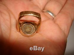 Vintage Collectible Unique 14k Yellow Gold Horse Coin Signet Pinky Ring 5.75