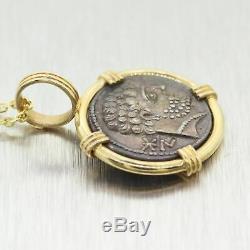 Vintage Estate 14k Yellow Gold Ancient Coin 16 Necklace