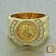 Vintage Estate 22k Alexander The Great Coin Set In 18k Yellow Gold Diamond Ring