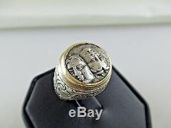Vintage GREEK ISTROS COIN 14K Gold Sterling Silver Ring Men's 400-350BC 469C