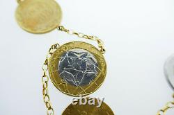 Vintage Milor Italy Coin Lire European 14k Yellow Gold Chain Necklace