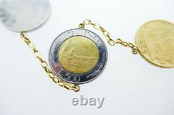 Vintage Milor Italy Coin Lire European 14k Yellow Gold Chain Necklace