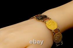 Vintage US $2 1/2 Indian Coin Bracelet Connected with 18K and 22K