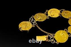 Vintage US $2 1/2 Indian Coin Bracelet Connected with 18K and 22K