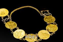 Vintage US $2 1/2 Indian Coin Bracelet Connected with 18K and 22K