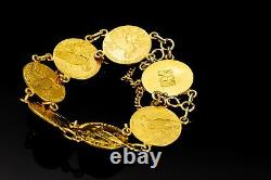 Vintage US $2 1/2 Indian Coin Bracelet Connected with 18K and 22K