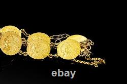 Vintage US $2 1/2 Indian Coin Bracelet Connected with 18K and 22K