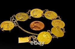 Vintage US $2 1/2 Indian Coin Bracelet Connected with 18K and 22K