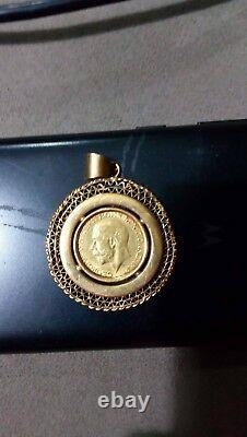 Vintage1911 Egyptian Authentic Stamped 21k Yellow Gold Heavy 16.1gm Coin Pendant