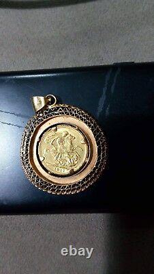 Vintage1911 Egyptian Authentic Stamped 21k Yellow Gold Heavy 16.1gm Coin Pendant