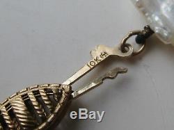 Vtg 10k Gold Honora White Keshi Coin Pearl Choker Beaded Necklace Strand