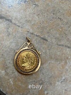 Vtg 18k Italian Yellow Gold Coin Charm Pendant