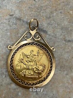 Vtg 18k Italian Yellow Gold Coin Charm Pendant