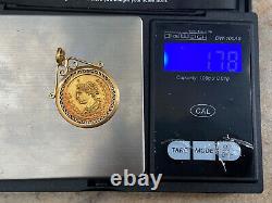 Vtg 18k Italian Yellow Gold Coin Charm Pendant