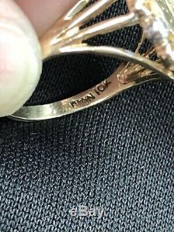 Vtg Fine 10K Y Gold Diamond Panda Coin Ring 1983 Size 7