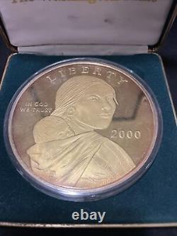 Washington Mint 2000 Sacagawea 4 oz. 999 Fine Silver Gold Overlay Coin Rare OBO