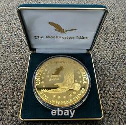 Washington Mint 4 Oz. 999 Fine Silver 24k Gold Layered USA 2000 Liberty Coin