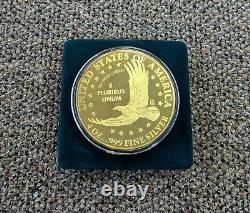 Washington Mint 4 Oz. 999 Fine Silver 24k Gold Layered USA 2000 Liberty Coin