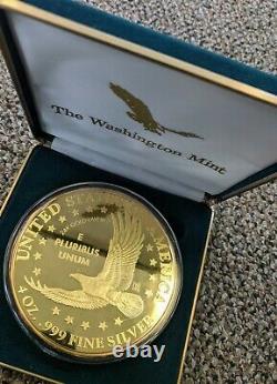 Washington Mint 4 Oz. 999 Fine Silver 24k Gold Layered USA 2000 Liberty Coin