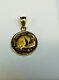 With Stone Chinese Panda Bear Coin Charm Pendant 14k Yellow Gold Plated Free 18