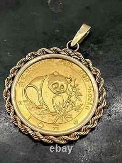 Without Stone 1988 1/10 Oz Panda Coin Pendant With Chain 14k Yellow Gold Plated