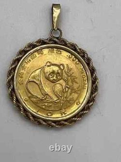 Without Stone 1988 1/10 Oz Panda Coin Pendant With Chain 14k Yellow Gold Plated