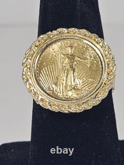 Y/G 14KT RING SZ 8 With U. S. 1995 1-10TH OZ FINE GOLD COIN 8+ GRAMS Y/G 14KT RING SZ 8 With U. S. 1995 1-10TH OZ FINE GOLD COIN 8+ GRAMS