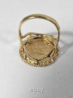 Y/G 14KT RING SZ 8 With U. S. 1995 1-10TH OZ FINE GOLD COIN 8+ GRAMS Y/G 14KT RING SZ 8 With U. S. 1995 1-10TH OZ FINE GOLD COIN 8+ GRAMS