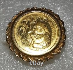Yellow Gold 1995 5 Yuan Chinese Panda Coin 999 Fine Gold 10k Ring