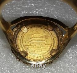 Yellow Gold 1995 5 Yuan Chinese Panda Coin 999 Fine Gold 10k Ring