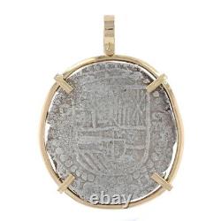 Yellow Gold Authentic Atocha Shipwreck Coin Pendant 18k & Fine Silver Coin
