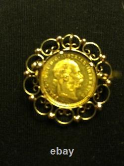 Yellow Gold Coin 1915 Franc Ios Idg Avstriae Imperator Coin Pendant Brooch