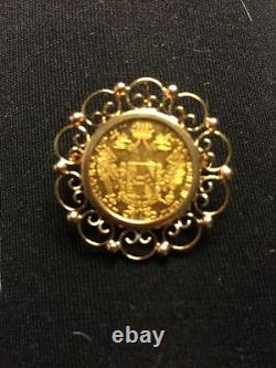 Yellow Gold Coin 1915 Franc Ios Idg Avstriae Imperator Coin Pendant Brooch