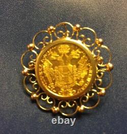 Yellow Gold Coin 1915 Franc Ios Idg Avstriae Imperator Coin Pendant Brooch